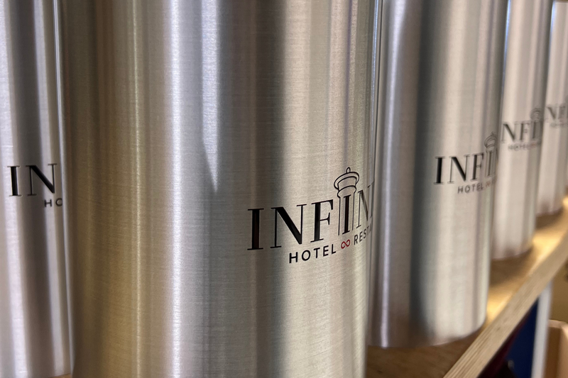 Close-up of a printed logo on a Coolenator